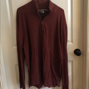 North Face 1/4 zip sweater red knit